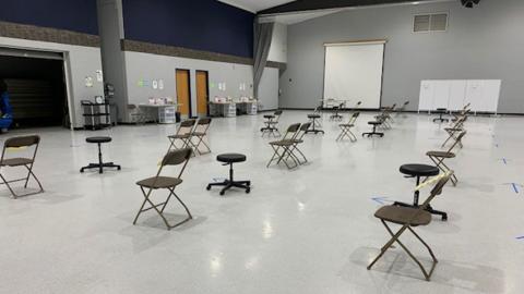 Chairs set up for immunization clinic in Martensville