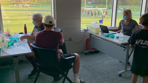 Pictured is an SHA pop-up vaccination clinic for Regina Minor Football held on June 29.