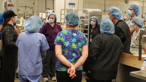 Five local Métis and First Nations chefs joined members of the Saskatoon Nutrition and Food Services team in the kitchen to share their knowledge and prepare meals using traditional ingredients.