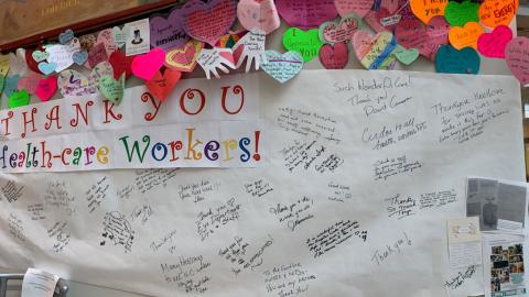 Cards of thanks up at Saskatoon City Hospital.