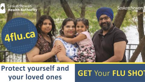 flu campaign poster featuring family