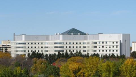 Image of Saskatoon City Hospital taken from across the river