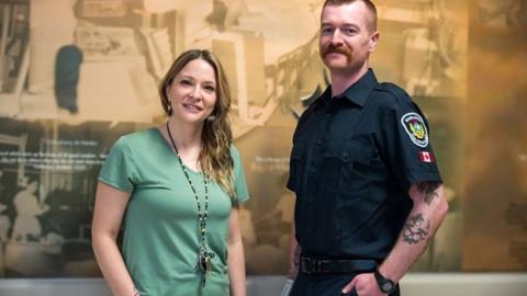 A mental health and addictions worker and a paramedic from Saskatoon’s Overdose Outreach Team stand side-by-side.