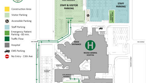Map of traffic flow at RGH due to construction