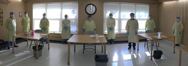 group of nurses standing in a line