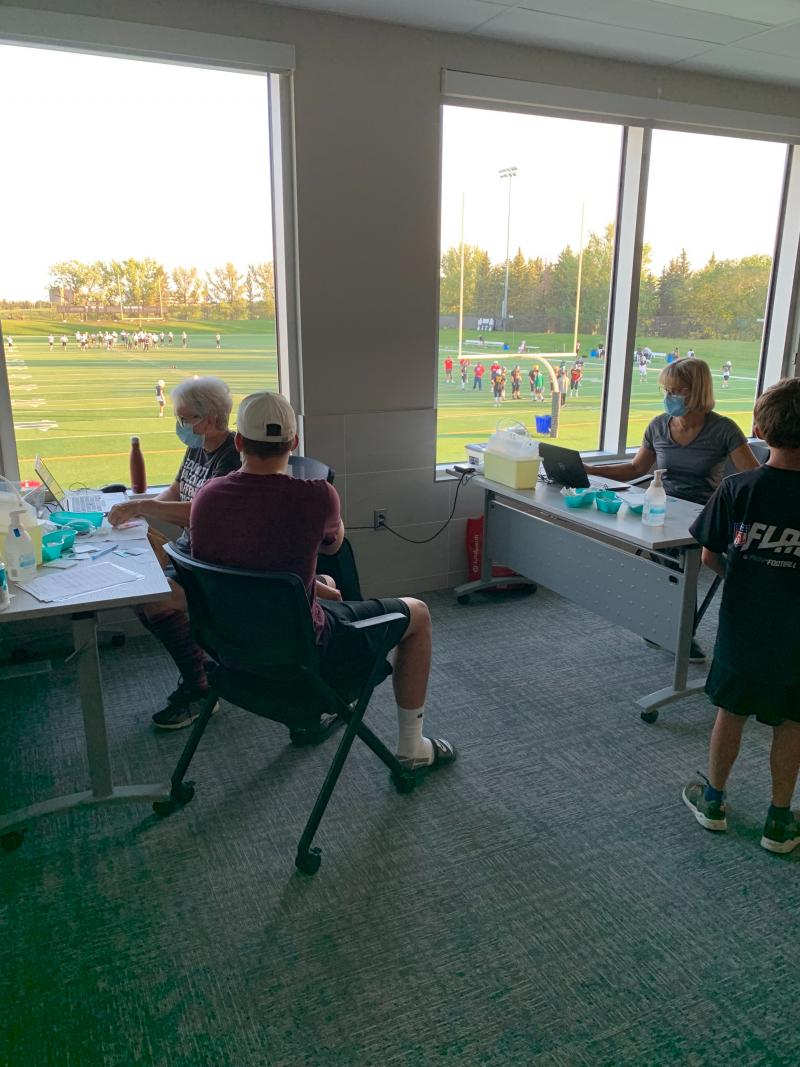 Pictured is an SHA pop-up vaccination clinic for Regina Minor Football held on June 29.