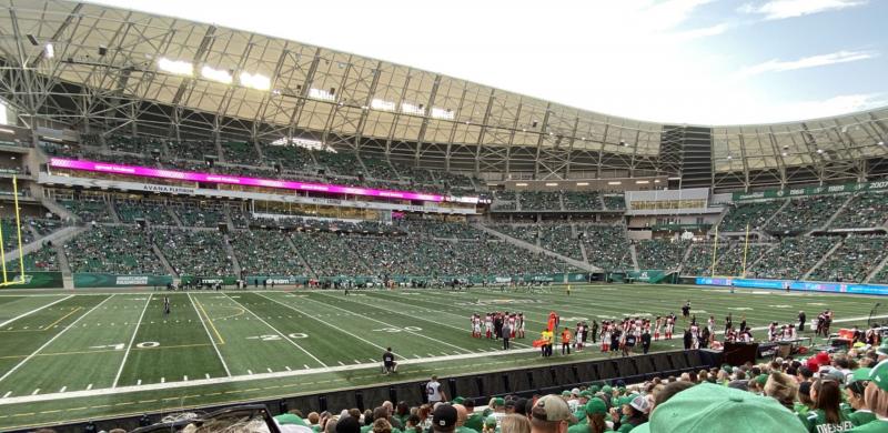 Saskatchewan Roughriders play in front of home crowd in 2021. 