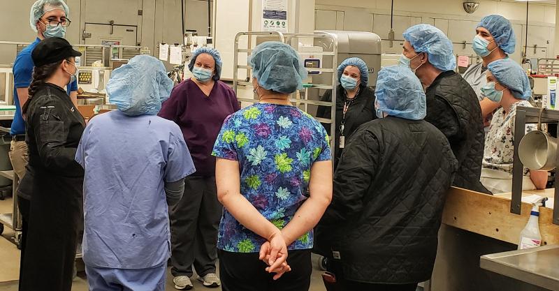 Five local Métis and First Nations chefs joined members of the Saskatoon Nutrition and Food Services team in the kitchen to share their knowledge and prepare meals using traditional ingredients.