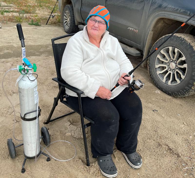 Shirley’s recuperation includes time spent fishing with the family.