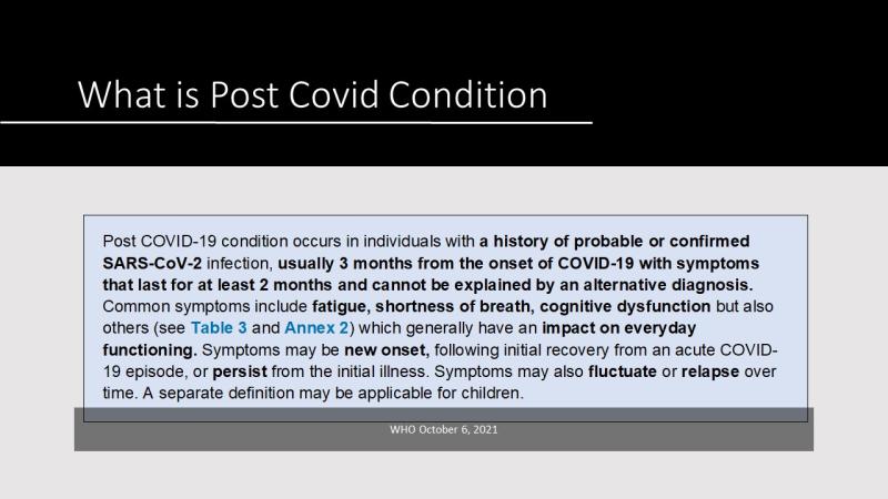 The WHO definition for long COVID