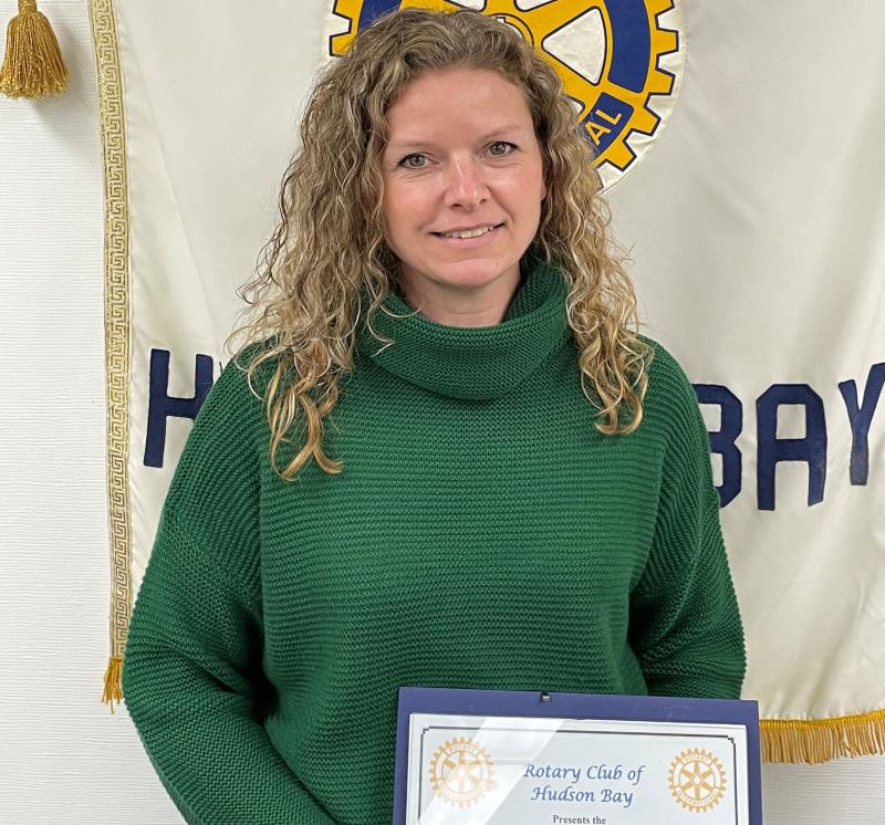 Carmen MacKie with her Citizen of the Year award.