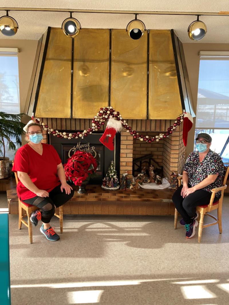 Cheryl Sosnowski (left) and Jennifer Haines and the safety navigators at Lakeview Pioneer Lodge in Wakaw.