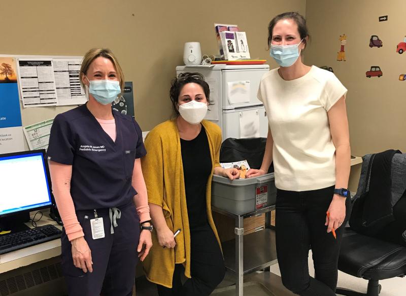 Dr. Angela Jones, Dr. Susan Bobbitt and Dr. Kate Moolman were among those who delivered COVID-19 vaccines at a low-sensory clinic held in Saskatoon January 21.