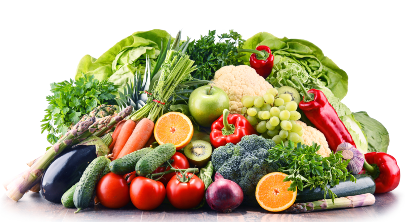 Boxes of fresh fruits and vegetables are put together for patients