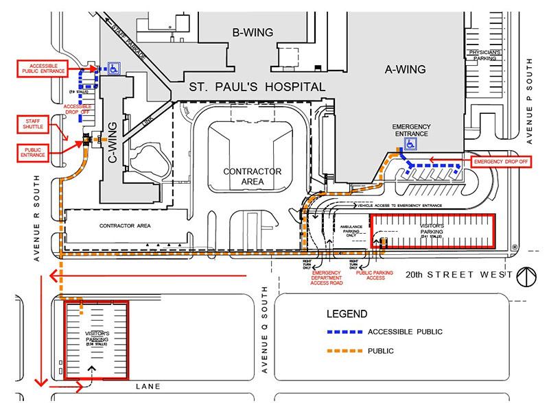 Map 1 of temp entrance St. Paul's Hospital