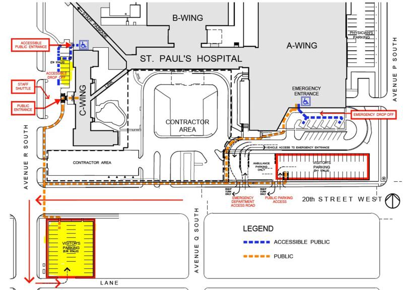 St. Paul's Hospital temporary entrance map