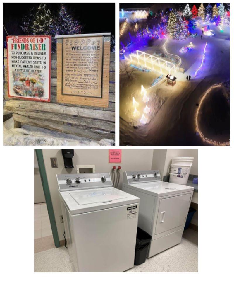 Christmas light display and washer/dryer that was donated by Ian Moats