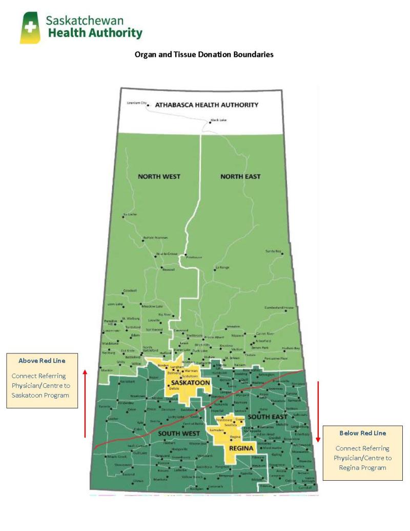 Sask Map for Donation Refrrals