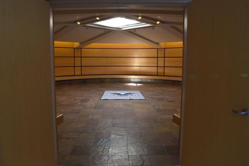 Circular healing centre at Pasqua Hospital with sunlight in the ceiling.
